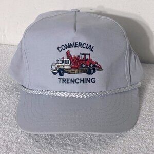 Vintage Grey Commercial Trenching Snap Back Trucker Hat